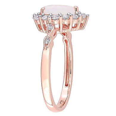Stella Grace 10K Rose Gold Opal, Lab-Created White Sapphire & Diamond Accent Ring
