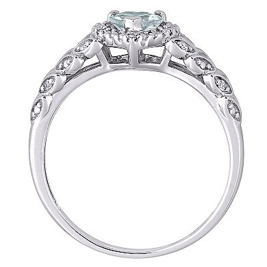 Stella Grace 10K White Gold Aquamarine & Diamond Accent Ring