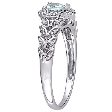 Stella Grace 10K White Gold Aquamarine & Diamond Accent Ring