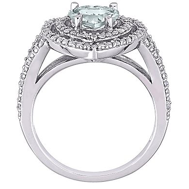 Stella Grace 10K White Gold Aquamarine & 1/5 Carat T.W. Diamond Ring