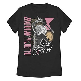 Juniors' Marvel Black Widow Retro Collage Tee