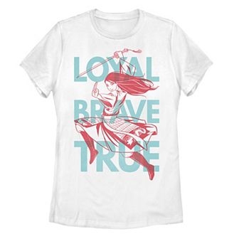 Disney's Mulan Live Action "Loyal Brave True" Text Juniors' Tee