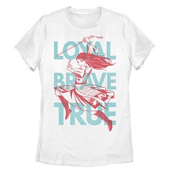 Disney's Mulan Live Action "Loyal Brave True" Text Juniors' Tee