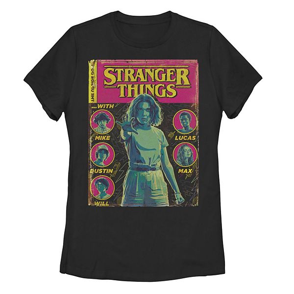 Juniors' Netflix Stranger Things Group Shot Comic Book Cover Tee