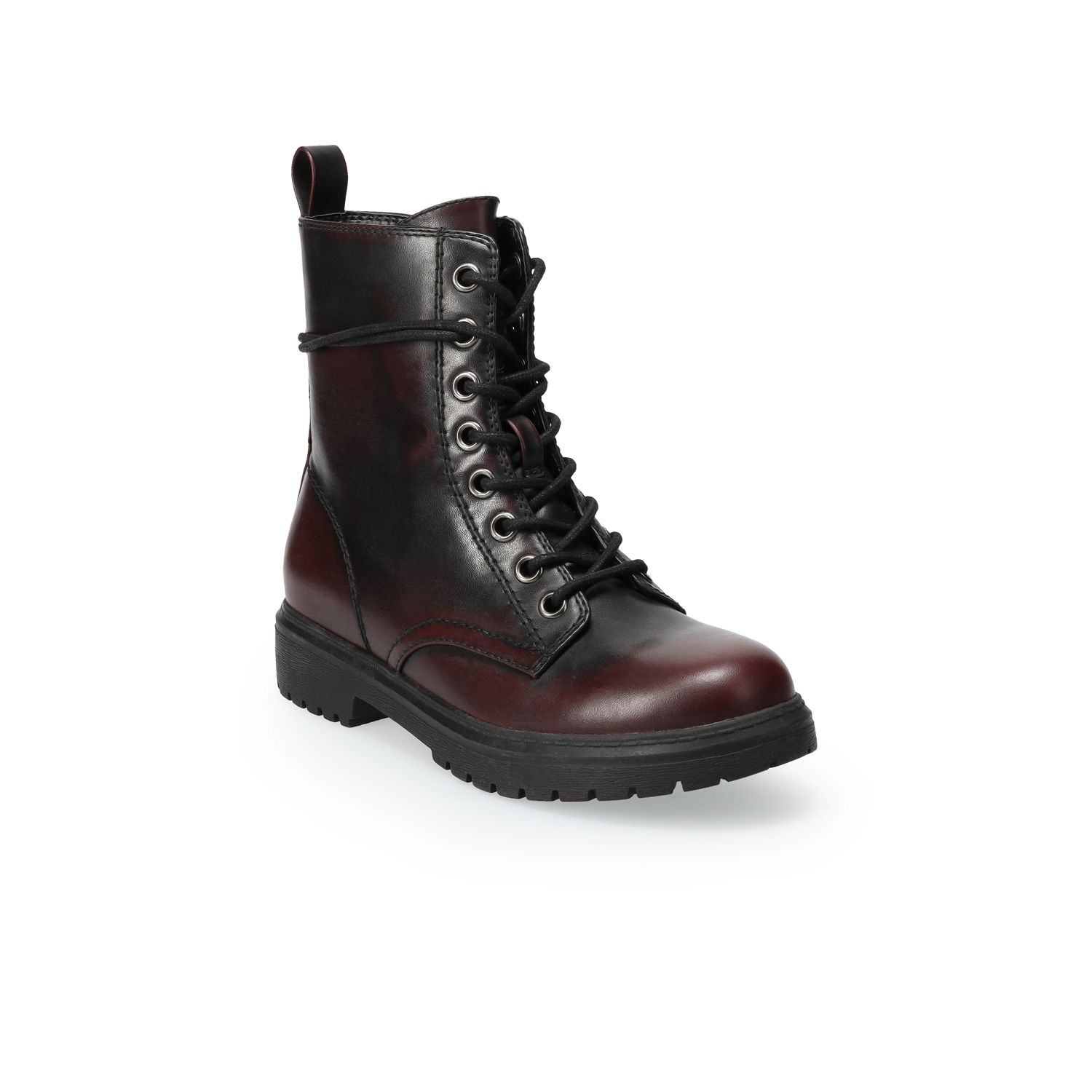 burgundy combat boots