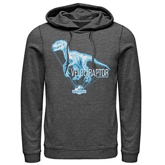 Men's Jurassic World Velociraptor Hologram Title Logo Hoodie