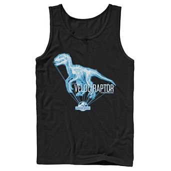 Men's Jurassic World Velociraptor Hologram Title Logo Tank Top