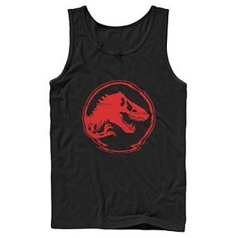 Men's Jurassic World Red Logo Glitch Coin Tank Top