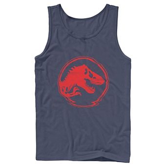 Men's Jurassic World Red Logo Glitch Coin Tank Top