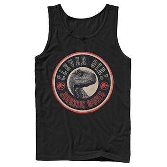 Men's Jurassic World Retro Clever Girl Circle Logo Tank Top