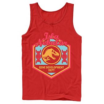 Men's Jurassic World Isla Nebular Gene Dept. Badge Tank Top