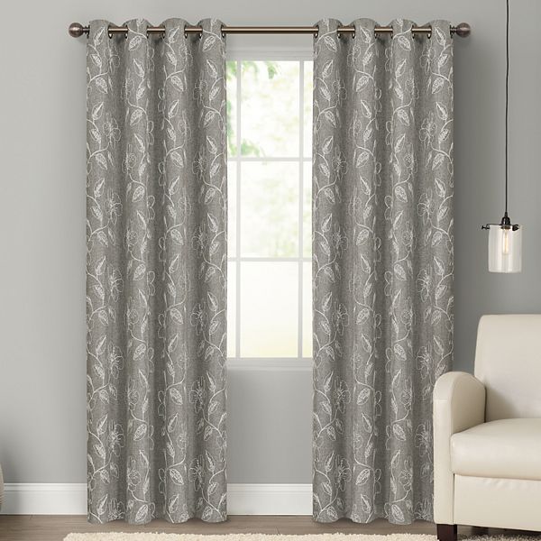 2 Pack Fl Embroidered Dynasty, Gray Color Curtains