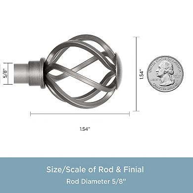 Kenney 5/8” Diameter Cage Standard Decorative Adjustable Curtain Rod Set