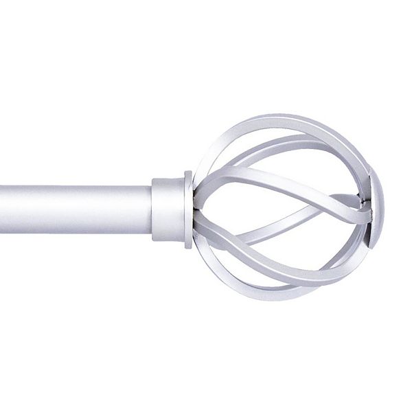 Kenney Cage 48 in. - 86 in. Adjustable Single Curtain Rod 5/8 in. Diameter in Brushed Nickel with Openwork Finials