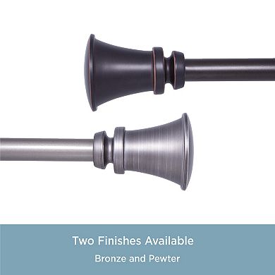 Kenney 3/4” Diameter Nile Standard Decorative Adjustable Curtain Rod Set