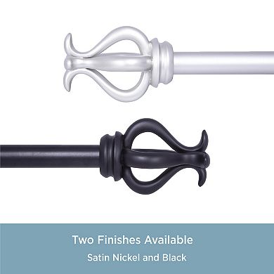 Kenney 3/4” Diameter Kinsley Standard Decorative Adjustable Curtain Rod Set