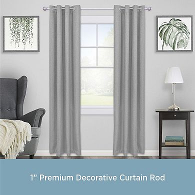 Kenney 1” Diameter Noah Premium Decorative Adjustable Curtain Rod Set