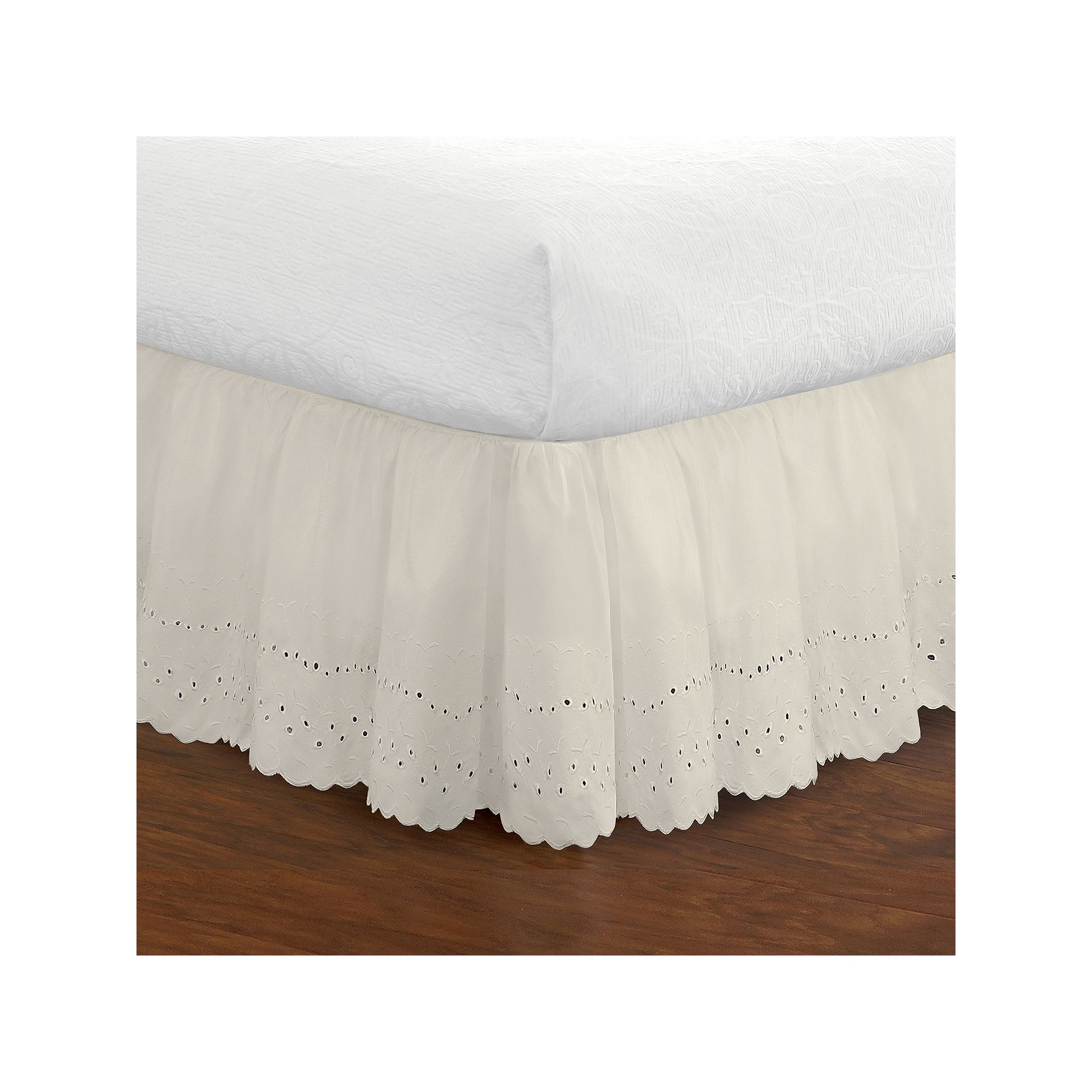 Fresh Ideas Ruffled Eyelet Bedskirt or Pillowcase, Ivory