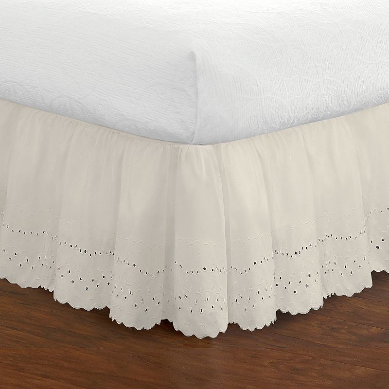 Fresh Ideas Ruffled Eyelet Bedskirt or Pillowcase, Size: Full, Ivory