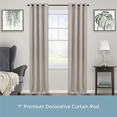 Kenney 1” Diameter Mashapee Premium Decorative Adjustable Curtain Rod Set