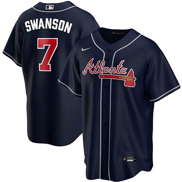 Men's Nike Dansby Swanson Navy Atlanta Braves Alternate Replica Player Name  Jersey