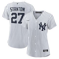 Nike Men's Replica New York Yankees Giancarlo Stanton #27 White Cool Base  Jersey