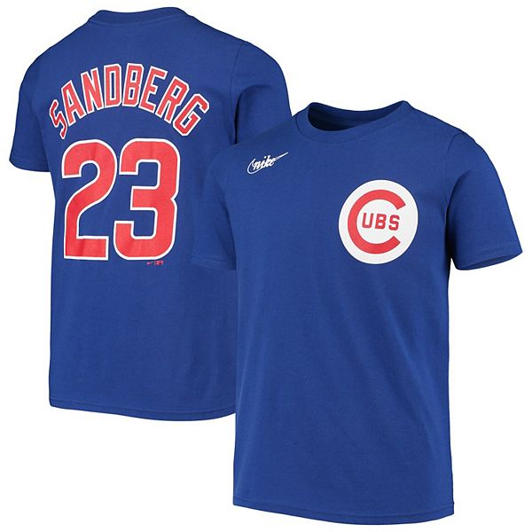 MLB Nike Chicago Cubs #23 Ryne Sandberg Gray Name & Number T-Shirt