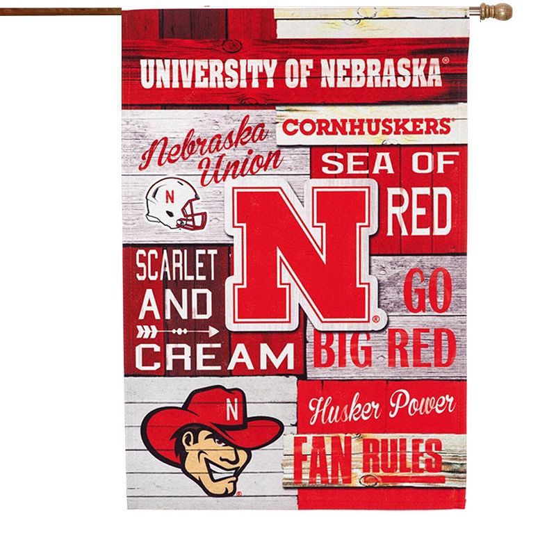 Nebraska Cornhuskers Fan Rules Linen House Flag, Multicolor