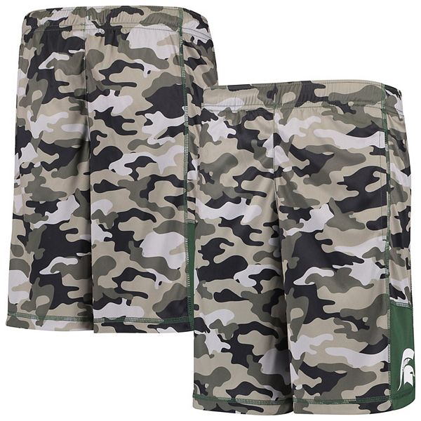 Youth Gray/Green Michigan State Spartans Extra Yardage Camo Shorts