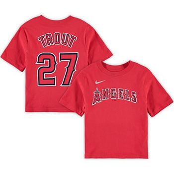 Preschool Nike Mike Trout Red Los Angeles Angels Player Name & Number T- Shirt