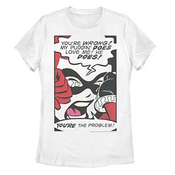 Juniors' Batman Harley Quinn Crying Graphic Tee