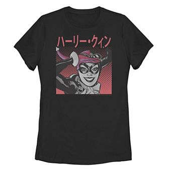 Juniors' Harley Quinn Kanji-Style Graphic Tee