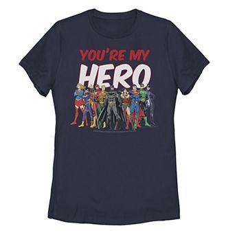 Juniors' DC Comics Justice League Valentine's Day "You're My Hero" Graphic Tee