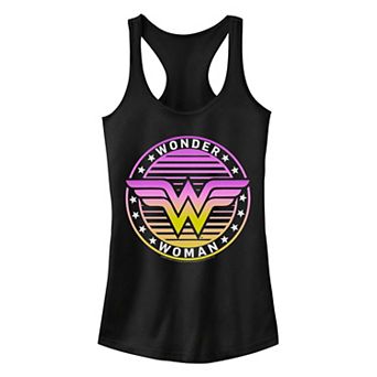 Juniors' DC Comics Wonder Woman Retro Gradient Logo Graphic Tank Top