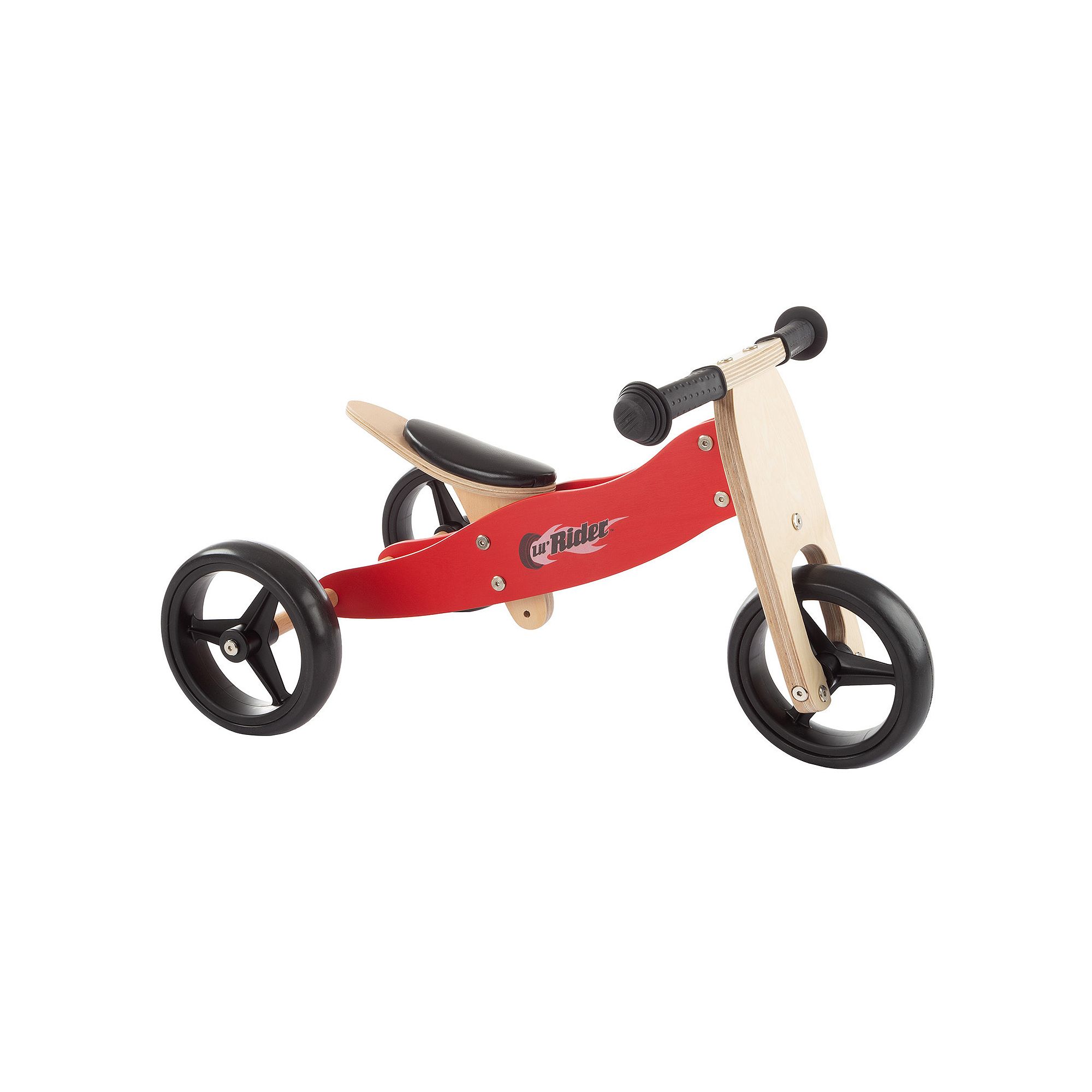 Lil Rider 2-in-1 Wood Balance Bike & Push Tricycle, Red