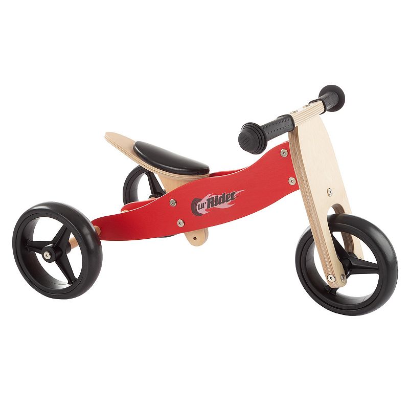 Lil Rider 2-in-1 Wood Balance Bike & Push Tricycle, Red