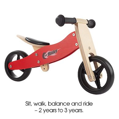 Lil' Rider 2-in-1 Wood Balance Bike & Push Tricycle