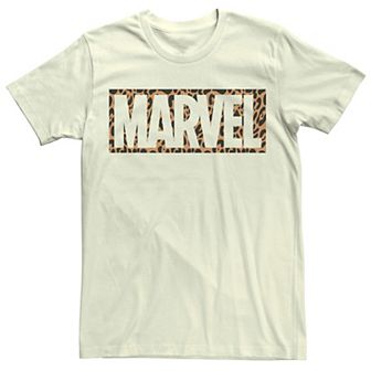 Men's Marvel Cheetah Print Brick Logo Tee