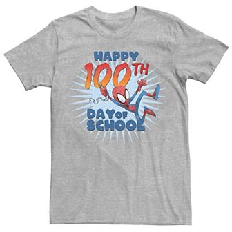 Men's Marvel Spider-Man 100th Day Of School Text Tee