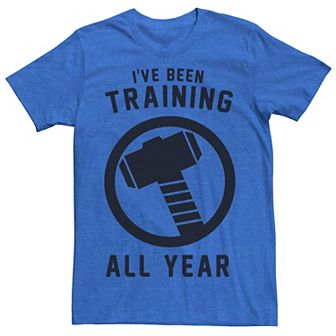 Men's Marvel Avengers Thor I've Been Training All Year Hammer Logo Tee