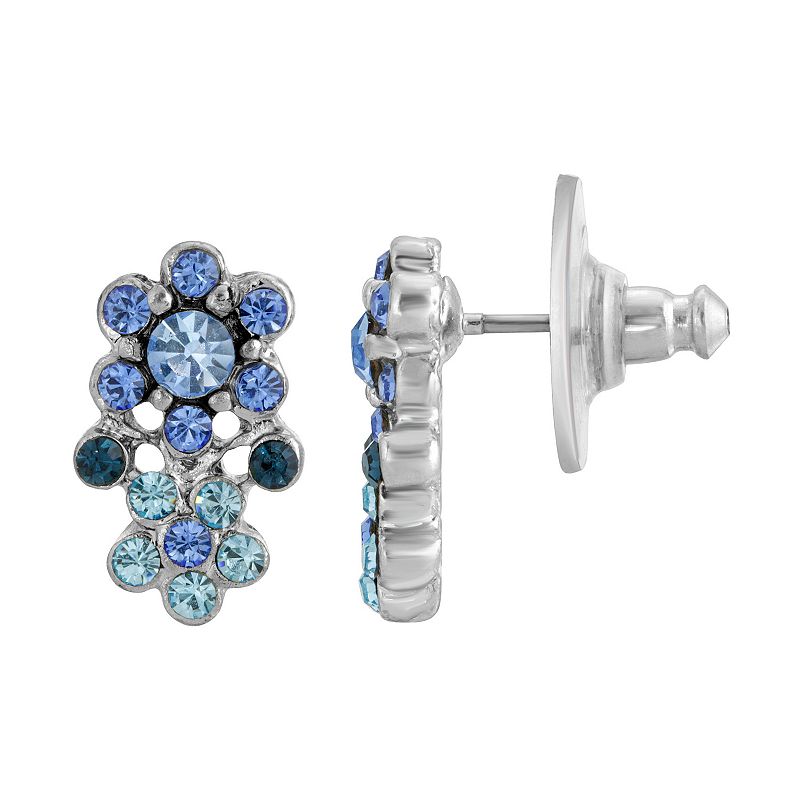 46195163 1928 Silver Tone Blue Floral Earrings, Womens sku 46195163