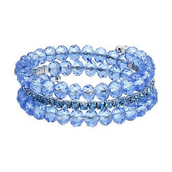 1928 Silver Tone & Blue Coil Bracelet