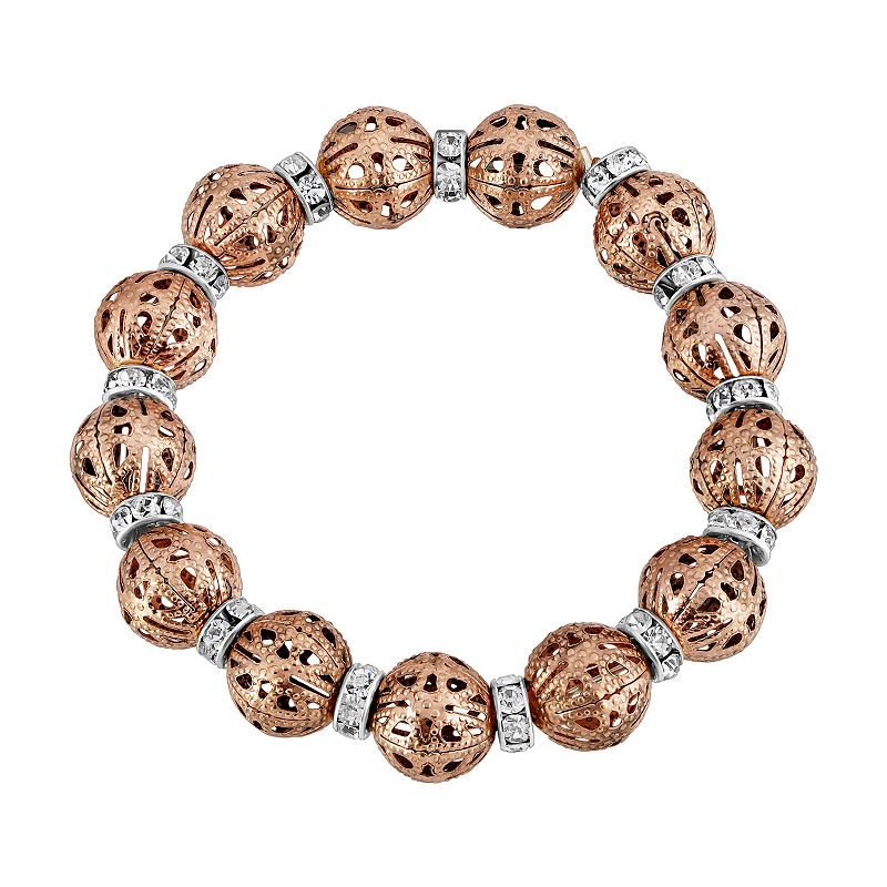 17749436 1928 Rose Gold-Tone with Crystal Rondelle Stretch  sku 17749436