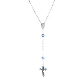 1928 Silver Tone Simulated Pearl Channel Rosary
