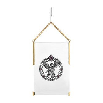 1928 Gold Tone Purple Simulated Crystal Angel Hanging Ornament
