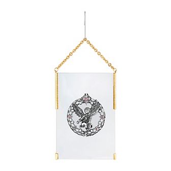 1928 Gold Tone Pink Simulated Crystal Angel Hanging Ornament