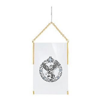 1928 Gold Tone Blue Simulated Crystal Angel Hanging Ornament
