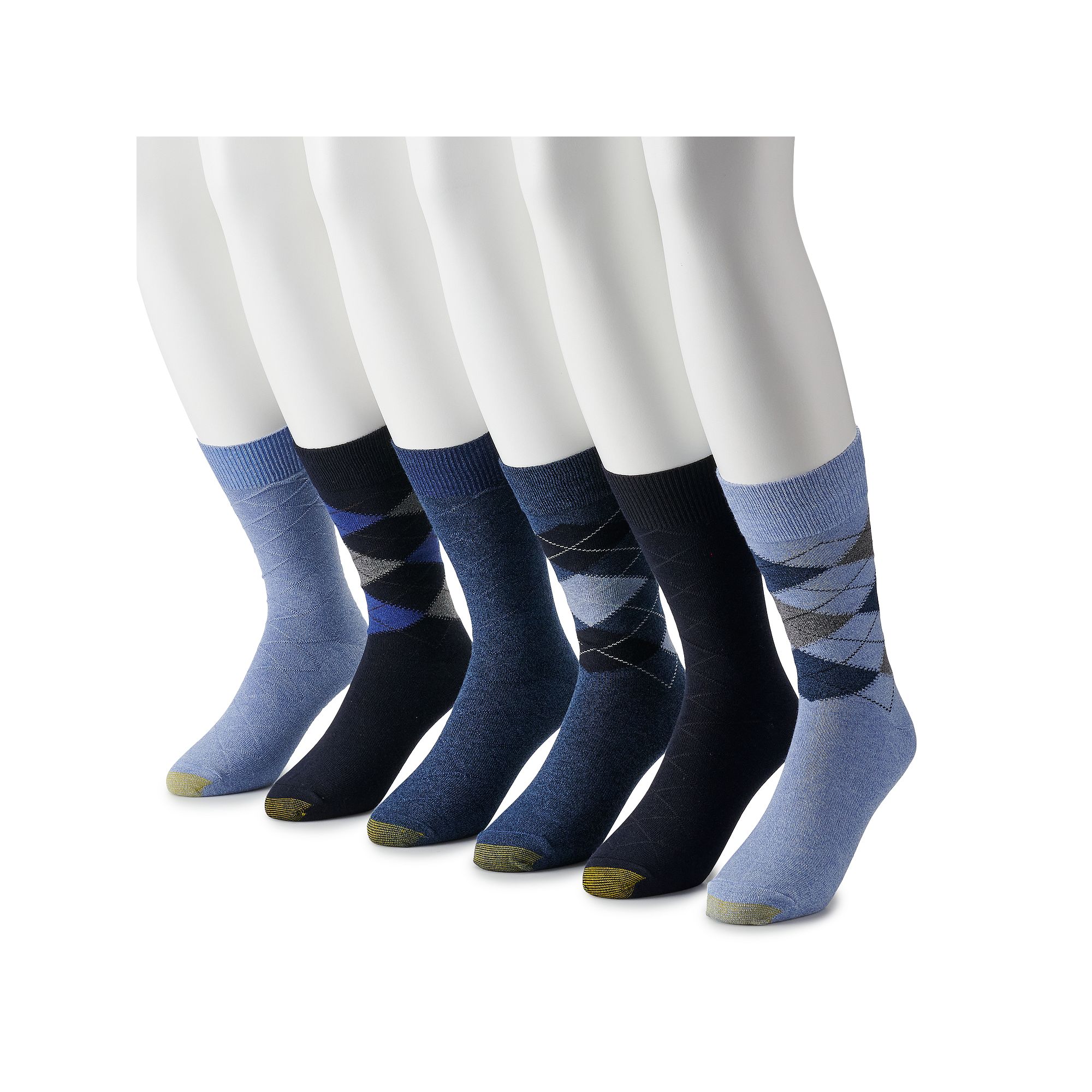 Mens GOLDTOE® 6-pack Cambell Argyle Crew Socks, Size: 6-12, Blue Argyle