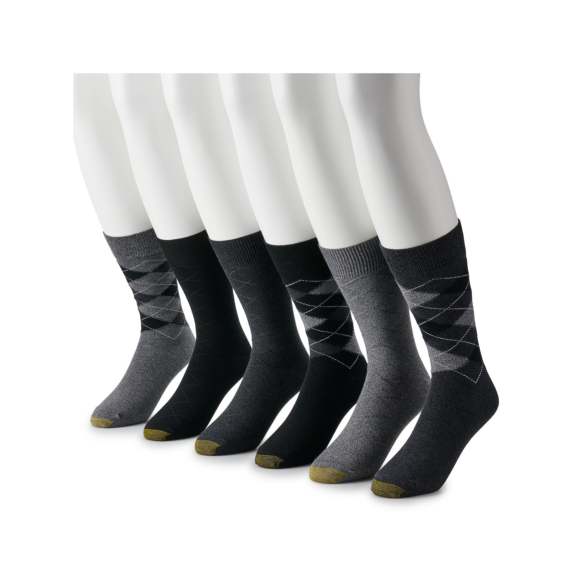 Mens GOLDTOE® 6-pack Cambell Argyle Crew Socks, Size: 6-12, Gray Marl Arg