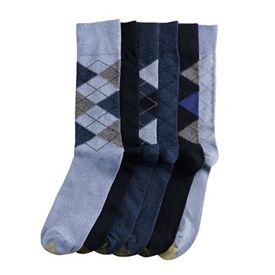 Men's GOLDTOE® 6-pack Cambell Argyle Extended Sizes Crew Socks